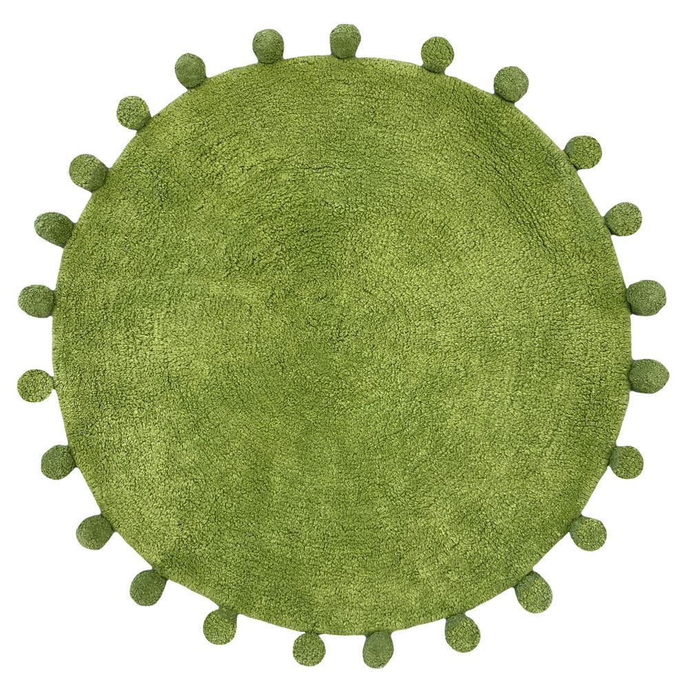 Furn Circle Pom Pom Fringed 100% Cotton Bath Mat