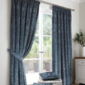 Curtina Trinity Damask Jacquard Velvet Lined Pencil Pleat Curtains