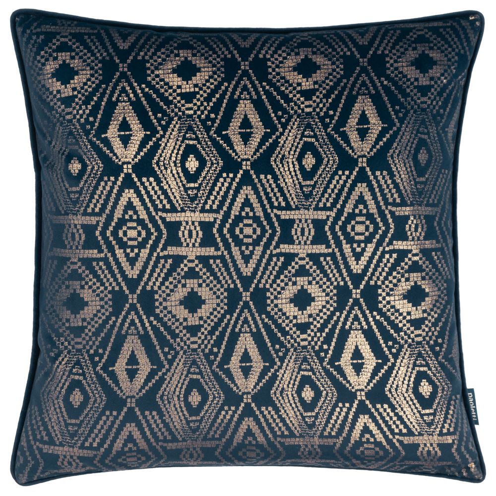 Paoletti Tayanna Foil Print Piped Edge Cushion Cover