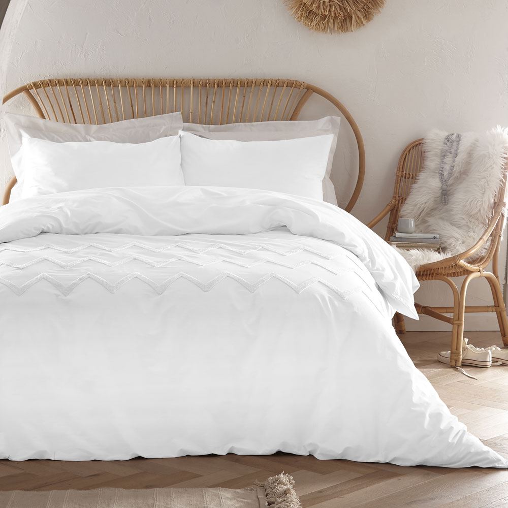 Appletree Boutique Chevron Tuft Embellished 100% Cotton Duvet Cover Set