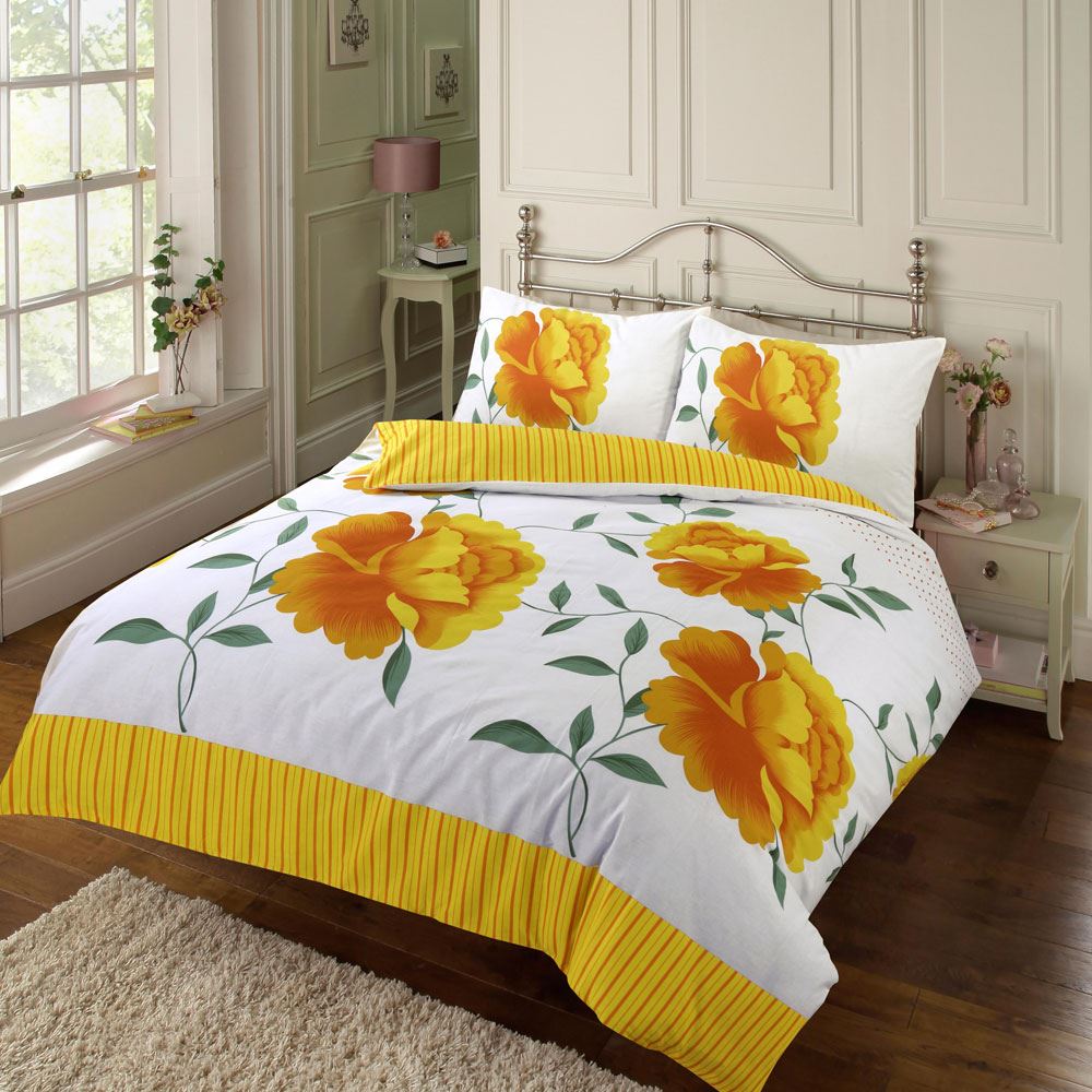 Night Zone Rosaleen Floral Stripe Reversible Duvet Cover Set
