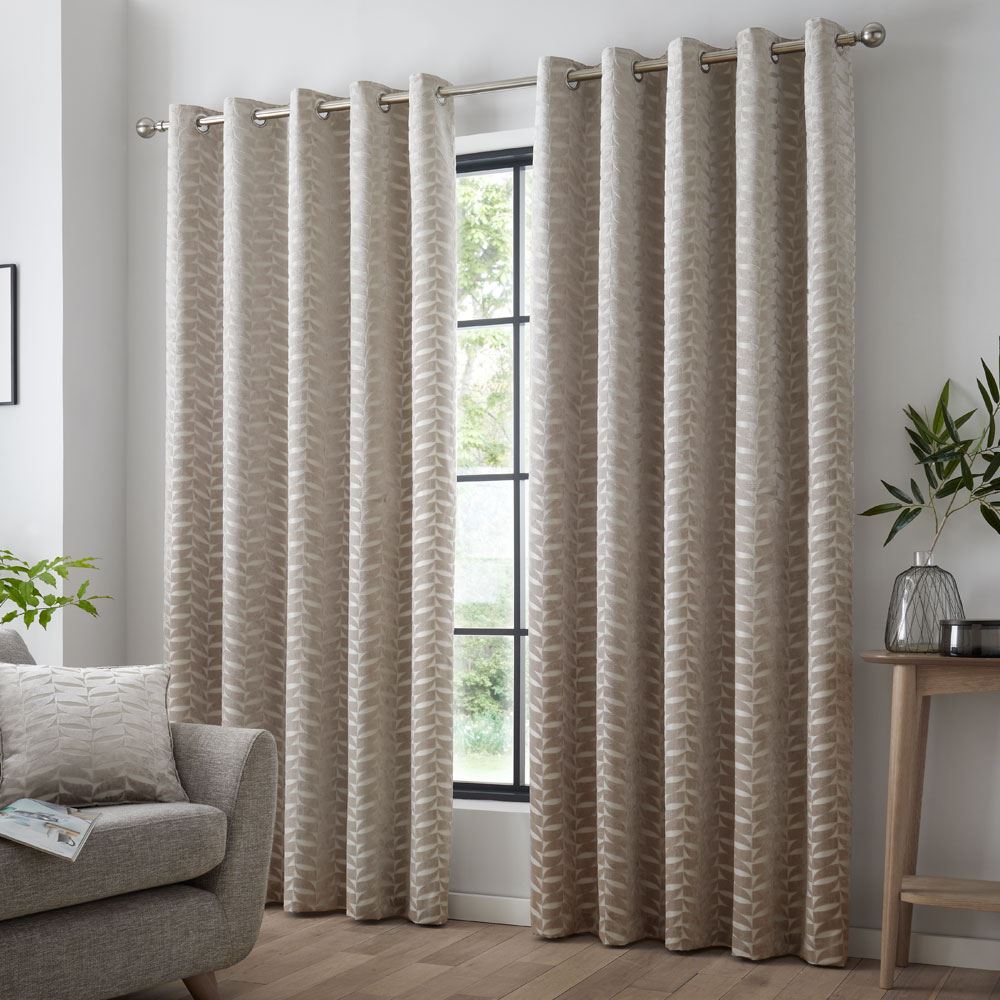 Curtina Kendal Damask Geometric Textured Eyelet Lined Curtains