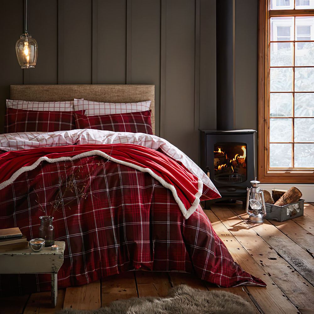 Catherine Lansfield Brushed Tartan Check 100% Cotton Duvet Cover Set