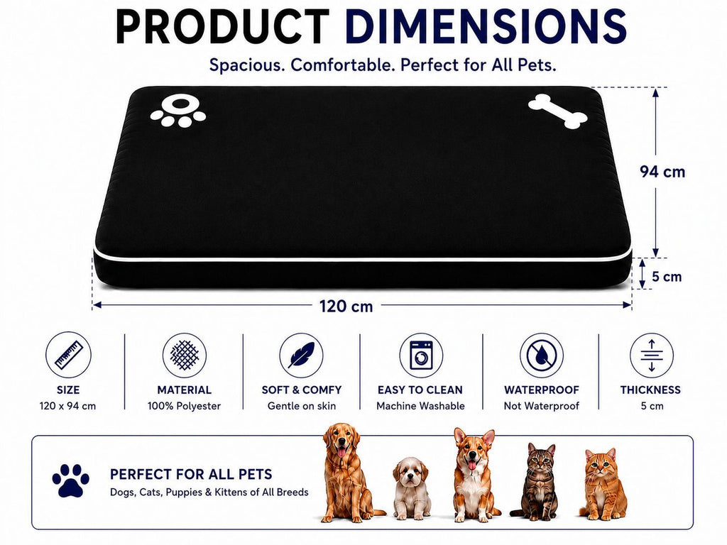 Night Zone Super Soft Bone & Paw Pet Bed Mat