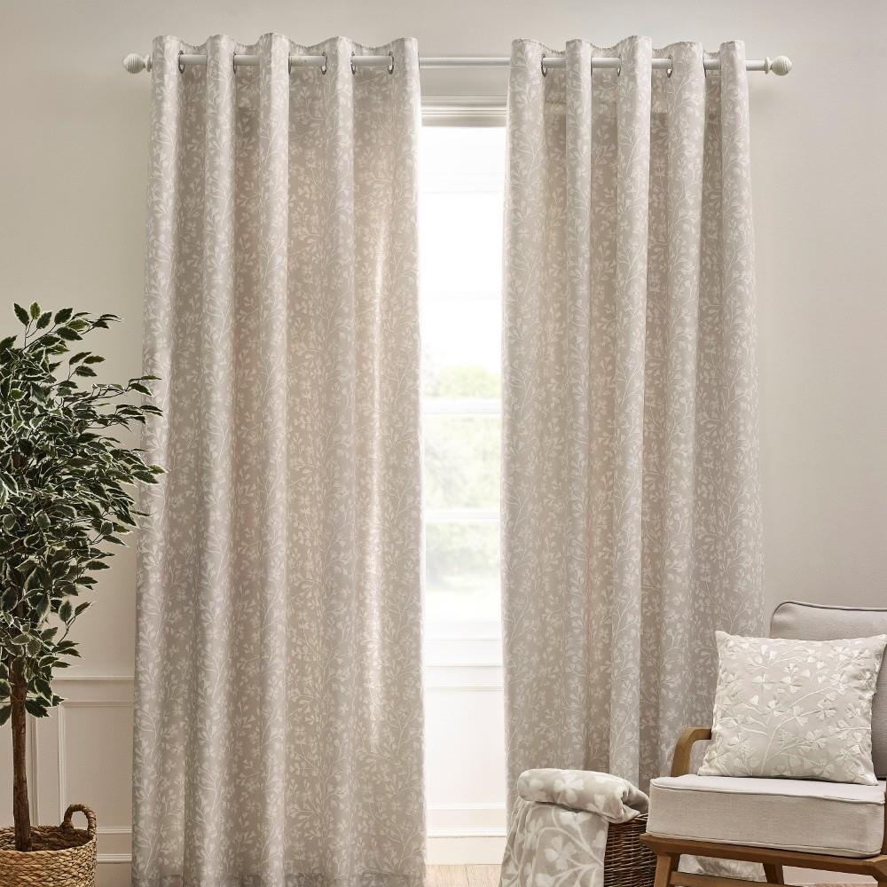 Catherine Lansfield Brooke Floral Eyelet Lined Curtains