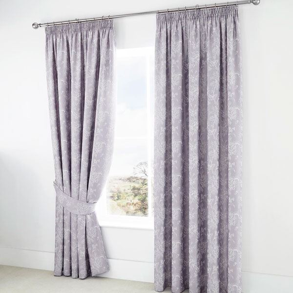 Serene Jasmine Floral Weave Cotton Rich Pencil Pleat Lined Curtains