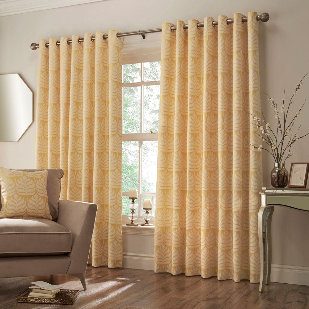 Paoletti Horto Jacquard Botanical Lined Eyelet Curtains