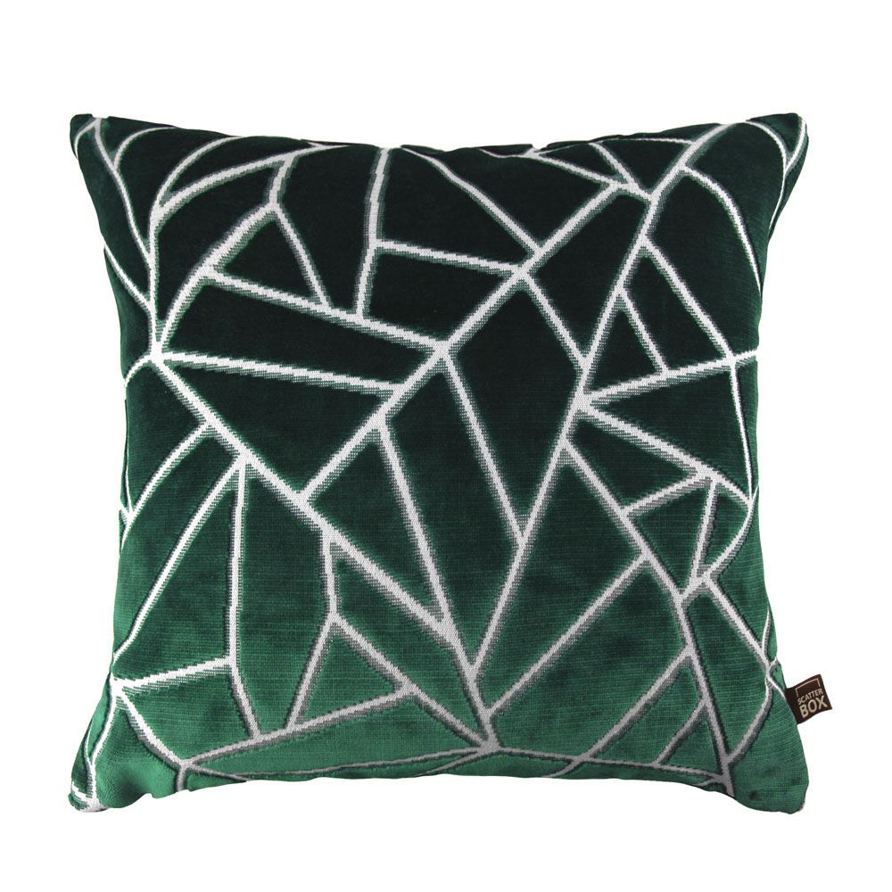 Scatter Box Veda Geometric Cut Velvet Feather Filled Cushion