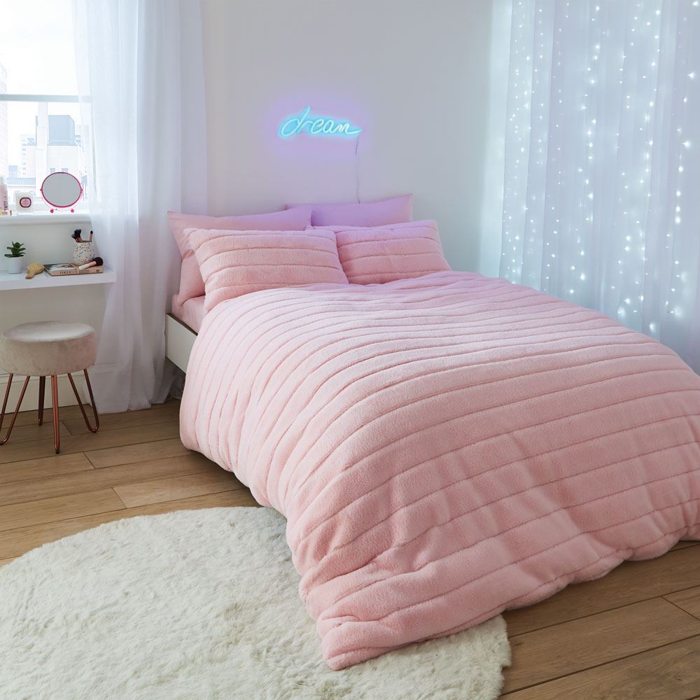 Sassy B Hella Cosy Banded Faux Fur Duvet Cover Set