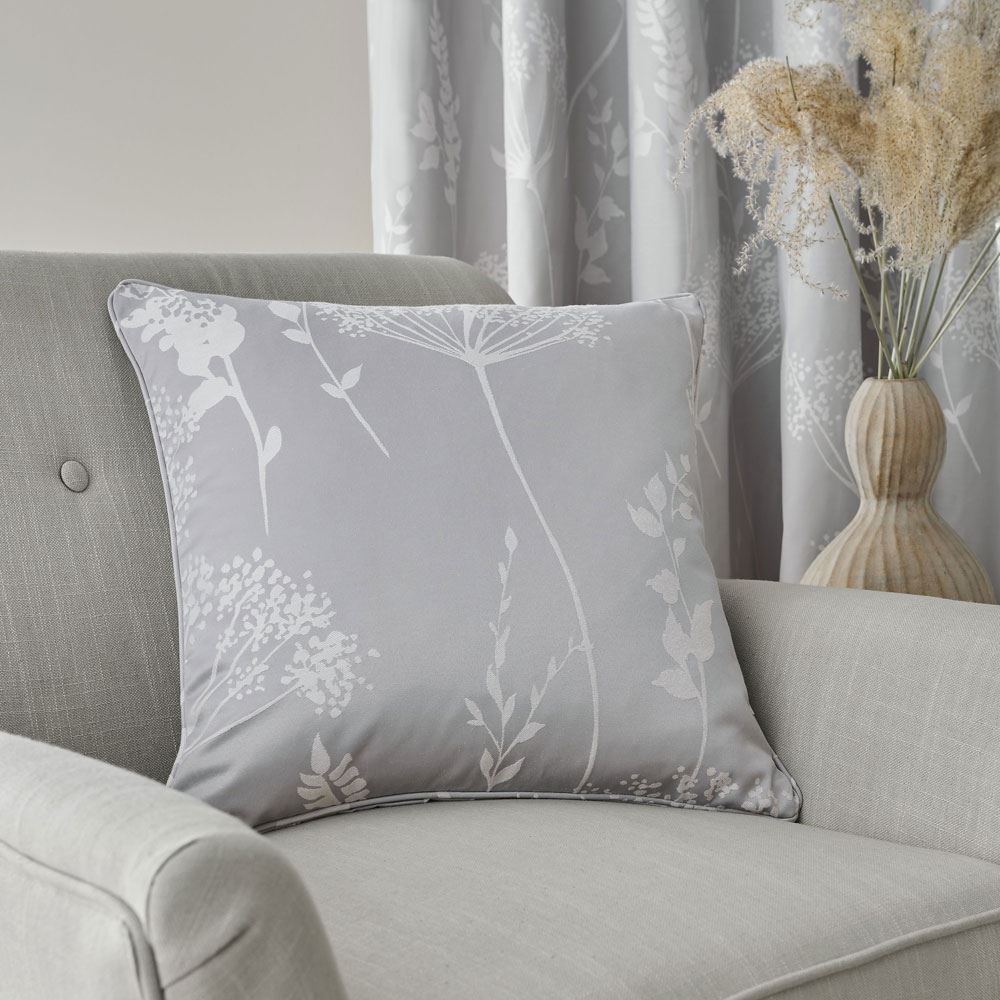 Catherine Lansfield Meadowsweet Floral Jacquard Piped Edge Filled Cushion