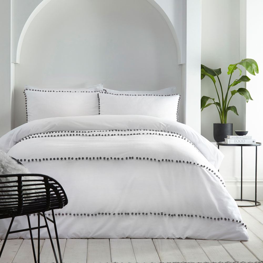 Appletree Boutique Lyra Pom Pom Embellished 100% Cotton Duvet Cover Set