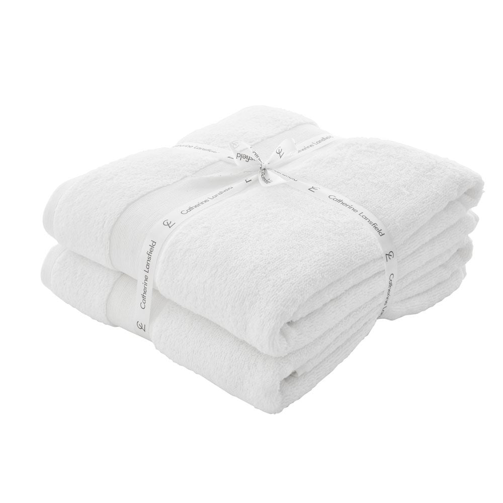 Catherine Lansfield Anti-Bacterial 100% Cotton Bath Sheet, 2 Pack