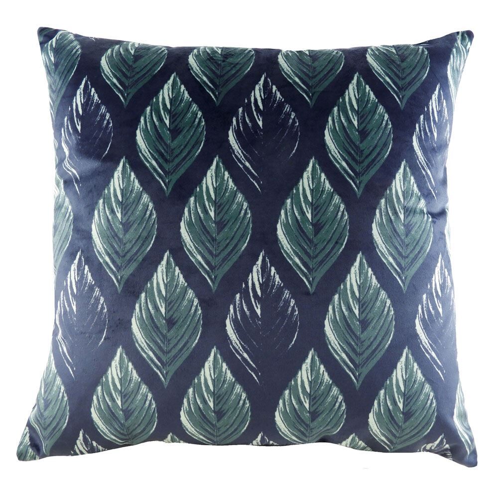 Evans Lichfield Eden Leaves Botanical Faux Velvet Cushion Cover, Multi, 43 x 43 Cm