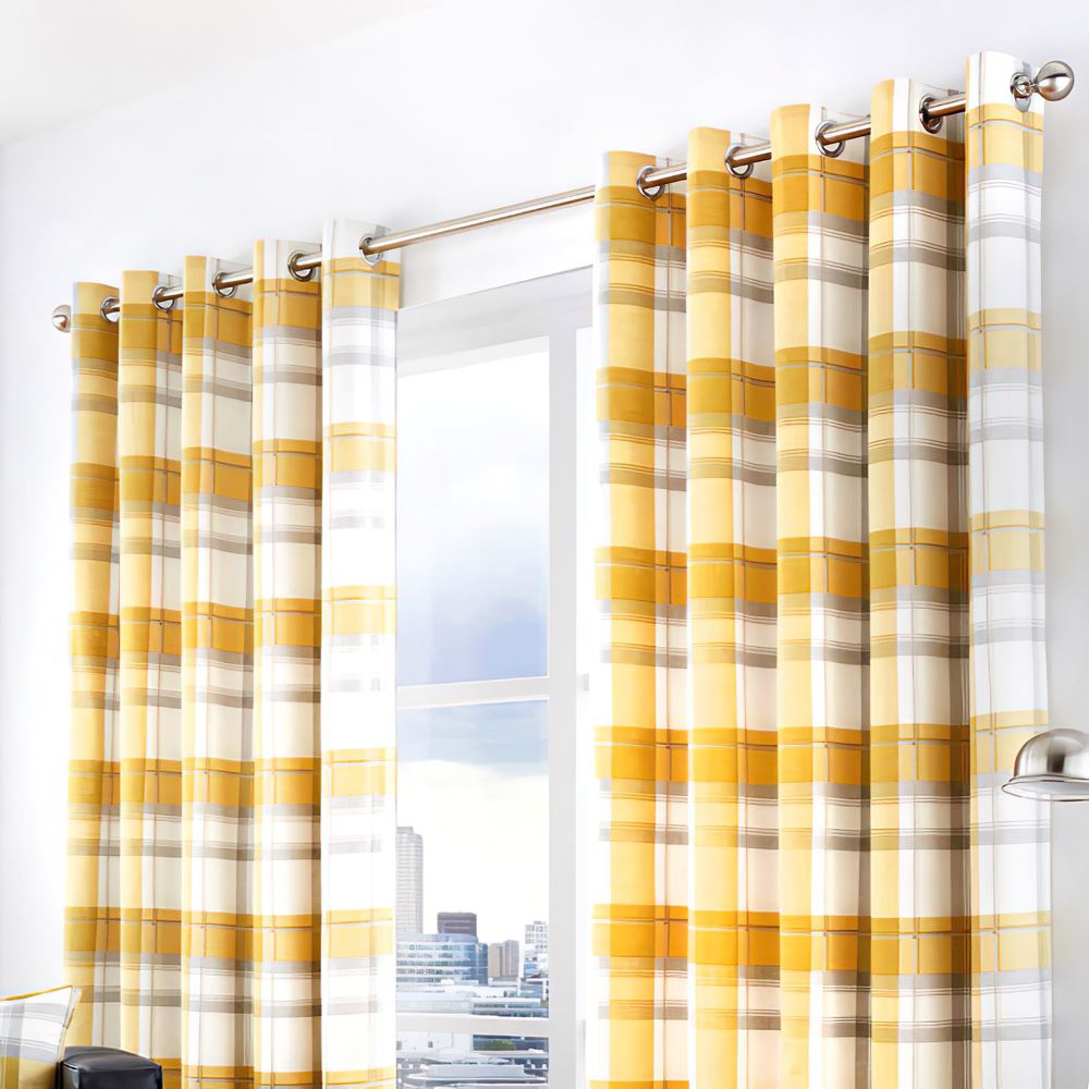 Fusion Balmoral Check 100% Cotton Eyelet Lined Curtains