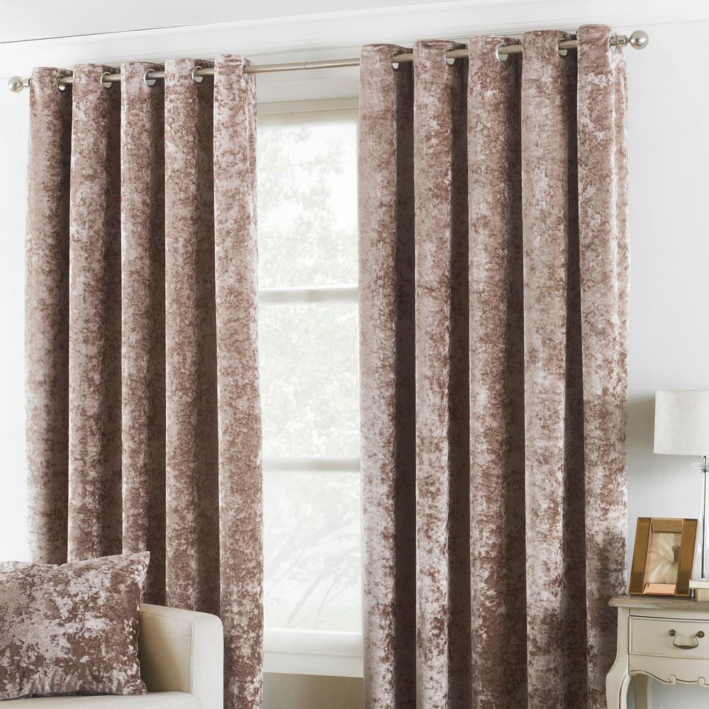 Paoletti Verona Crushed Velvet Lined Eyelet Curtains