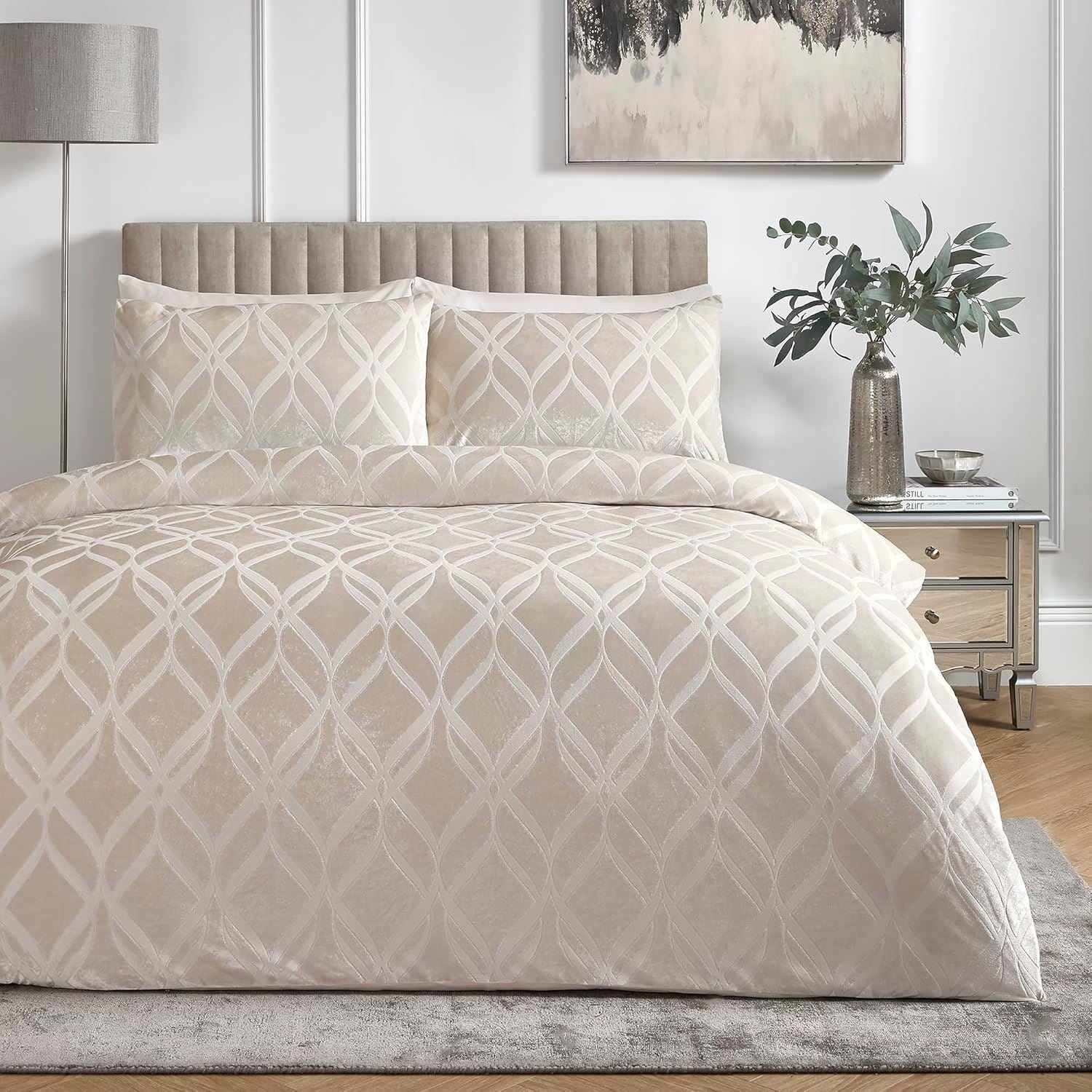 Soiree Belfort Ogee Jacquard Woven Velvet Duvet Cover Set