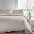 Catherine Lansfield 300 Thread Count Cotton Rich Woven Check Super King Duvet Cover Set with Pillowcases Cream