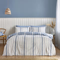 Catherine Lansfield Harbour Stripe Reversible Super King Duvet Cover Set with Pillowcases Blue