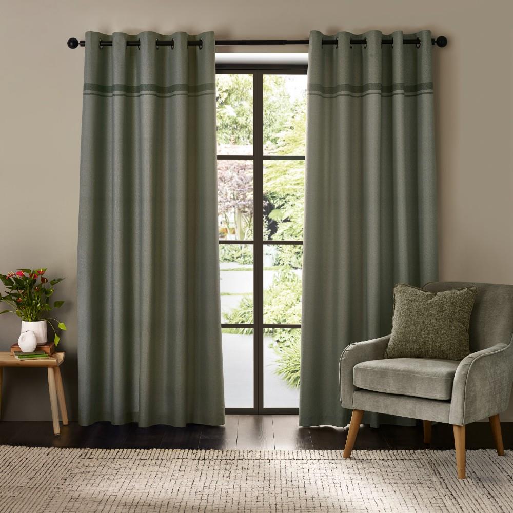 Catherine Lansfield Melville Woven Texture Eyelet Curtains
