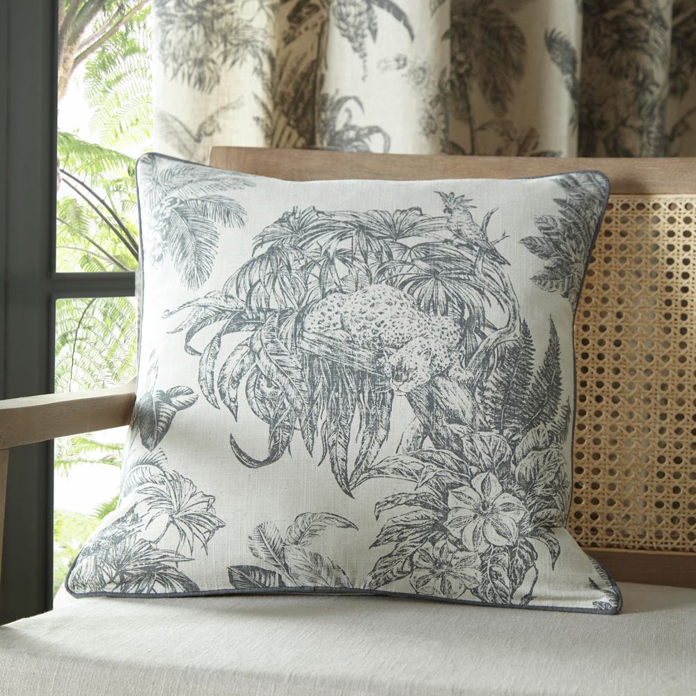 Fusion Saranda Tropical Print Cotton Rich Piped Edge Cushion Cover