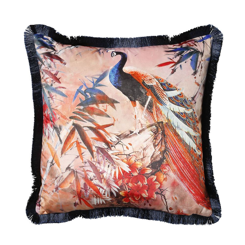 Scatter Box Shiva Floral Fringed Feather Filled Cushion