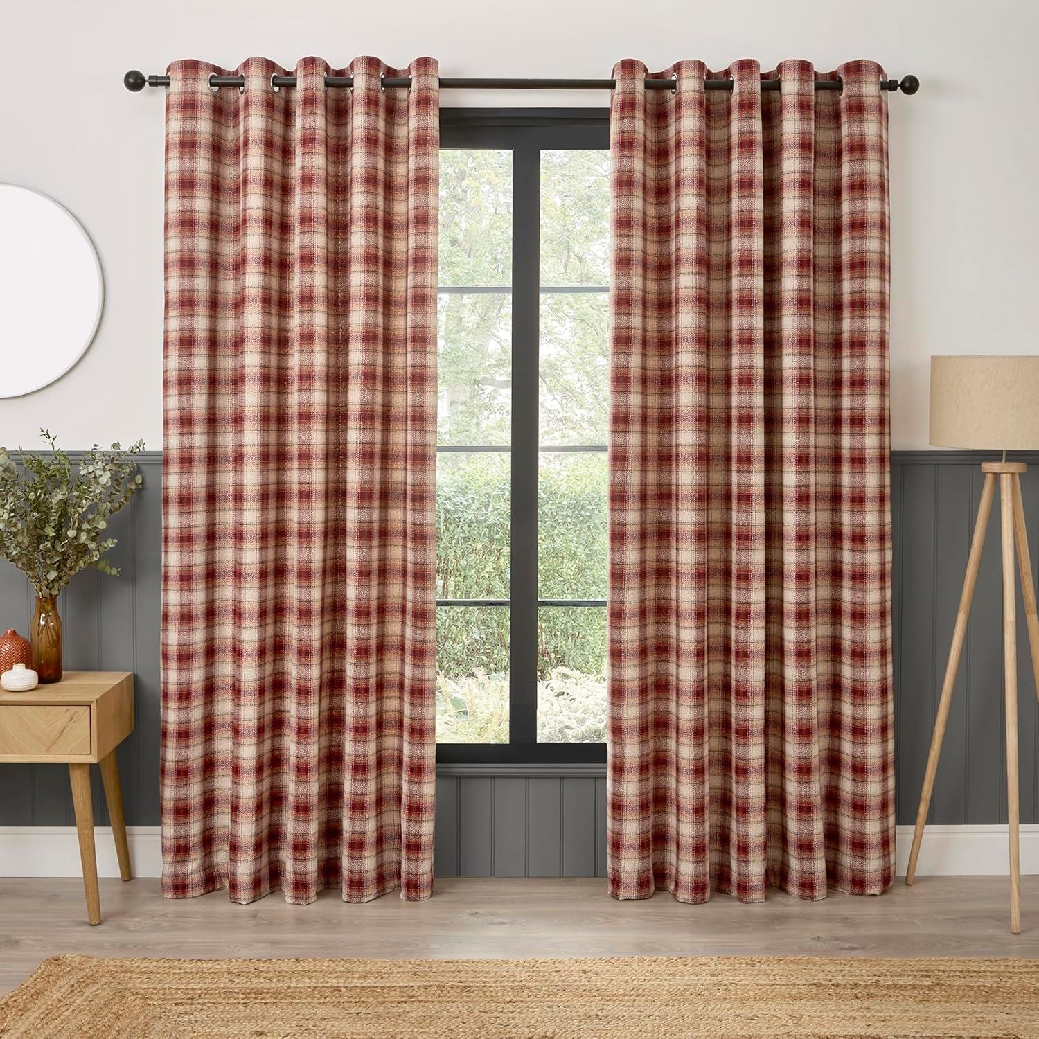 Curtina Everett Jacquard Woven Check Eyelet Lined Curtains