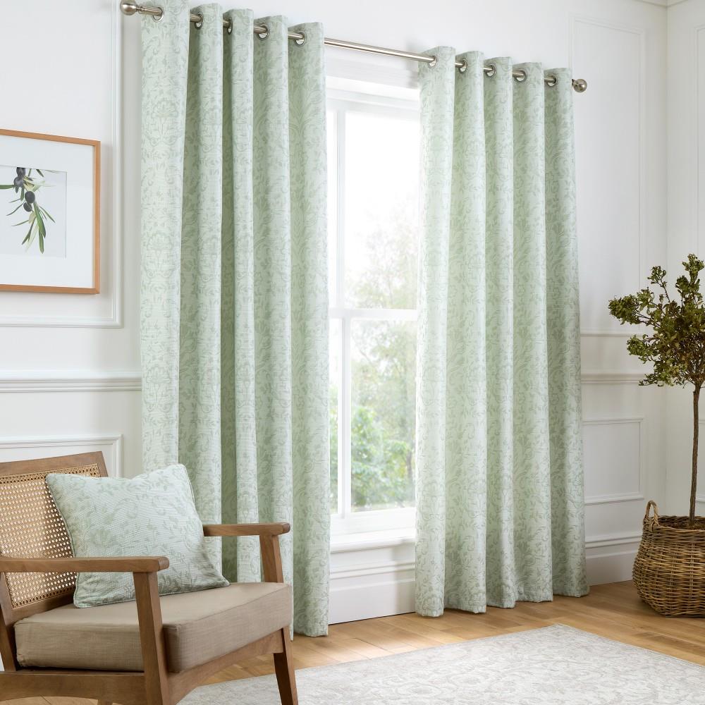 Curtina Marple Floral Woven Jacquard Thermal Eyelet Lined Curtains