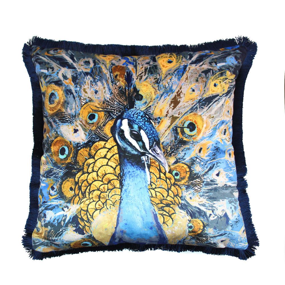 Scatter Box Quinn Velour Feather Filled Fringed Cushion
