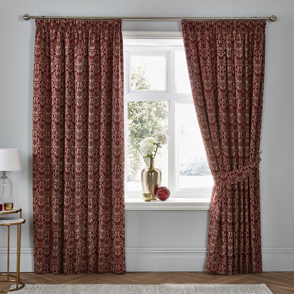 Dreams & Drapes Woven Hawthorne Damask Jacquard Lined Pencil Pleat Curtains