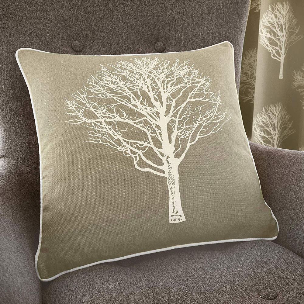 Fusion Woodland Trees Print 100% Cotton Filled Cushion