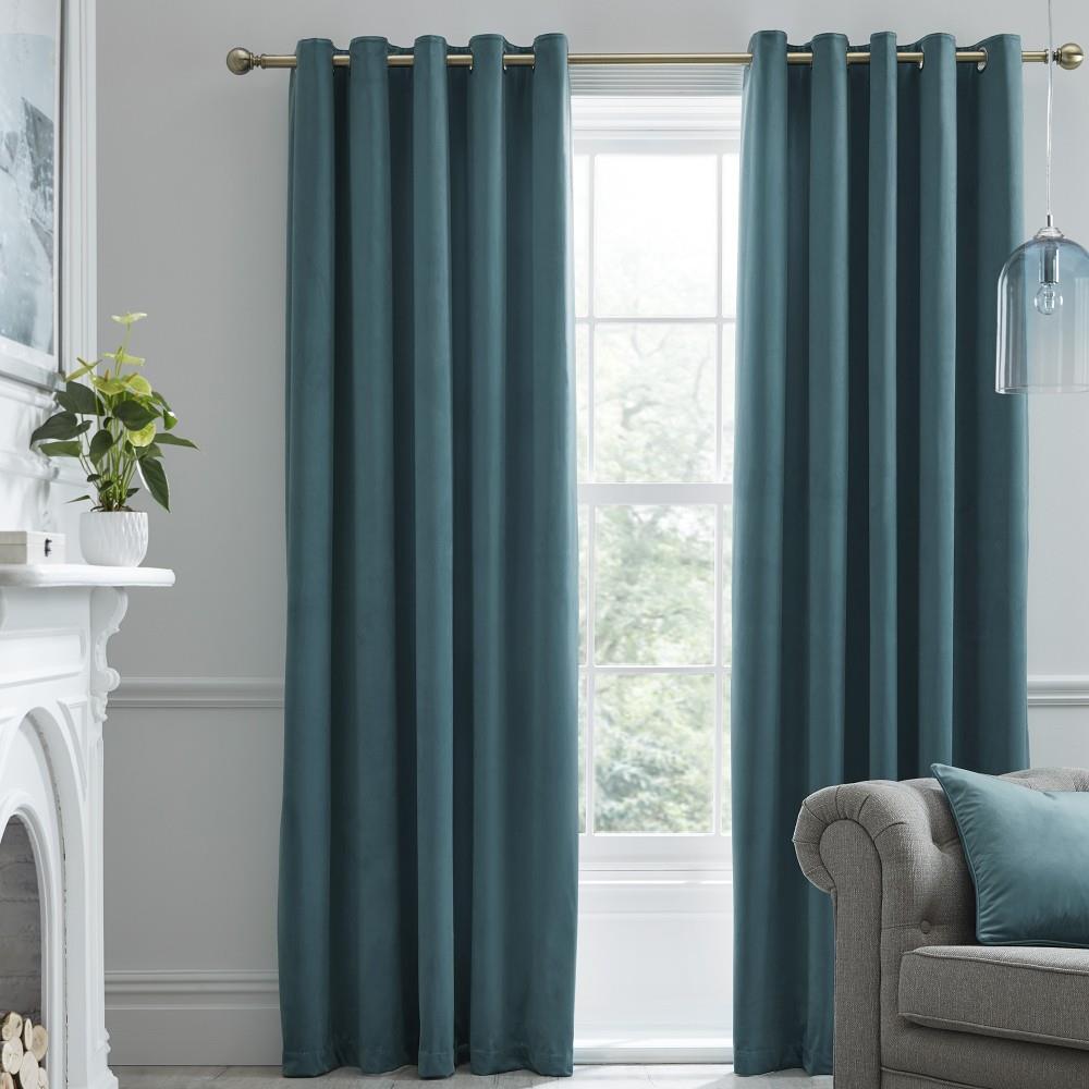 Laurence Llewelyn Bowen Montrose Velvet Blackout Eyelet Lined Curtains