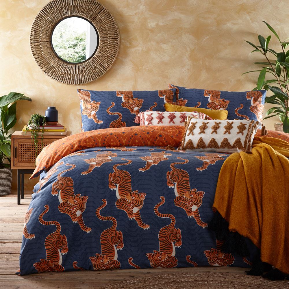 Furn Tibetan Tiger Print Reversible Duvet Cover Set