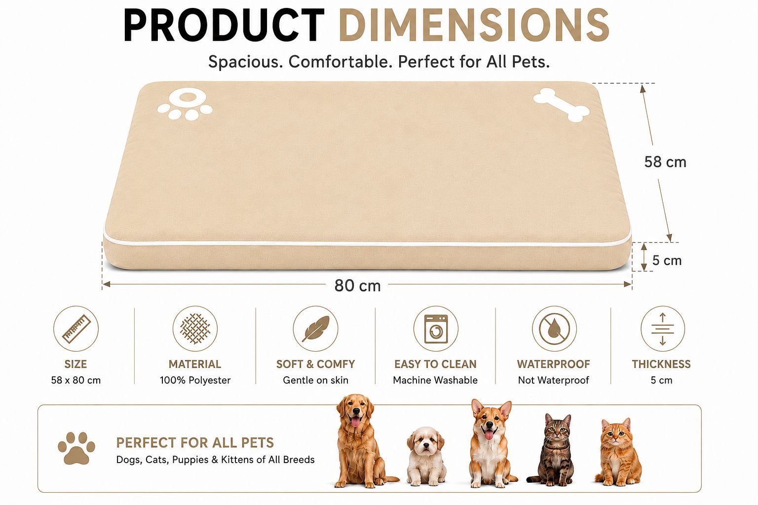 Night Zone Super Soft Bone & Paw Pet Bed Mat
