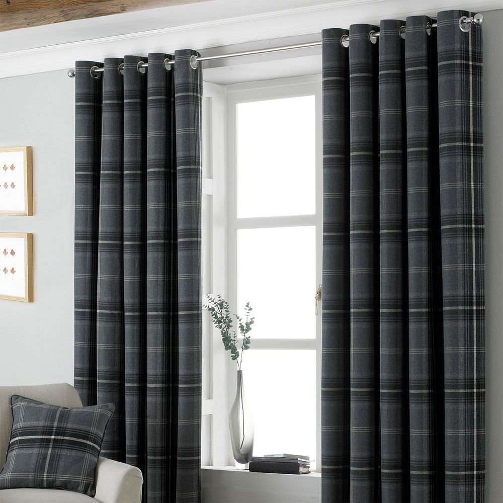Paoletti Aviemore Heritage Tartan Check Woven Eyelet Curtains