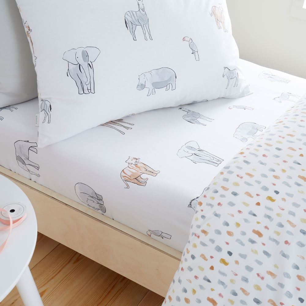 Bianca Kids Zoo Animals 100% Cotton Fitted Sheet