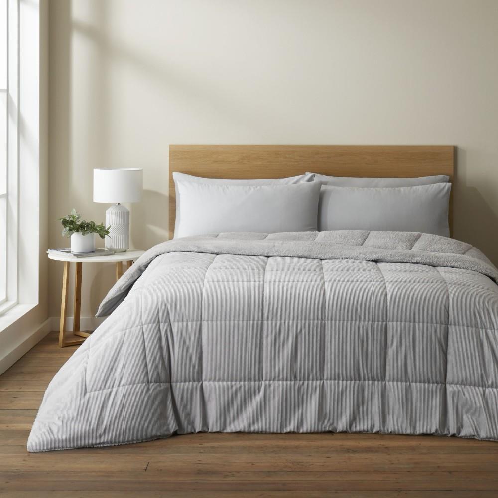 Catherine Lansfield Cosy Cord Coverless 6.5 Tog 200x220cm Comforter Duvet Silver Grey