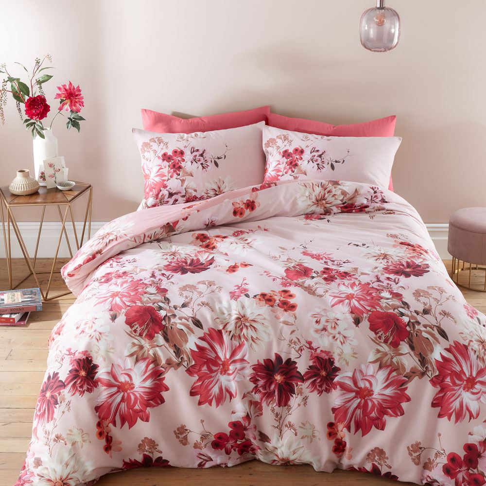Bianca Briony Floral Garden 100% Cotton Reversible Duvet Cover and Pillowcase Set