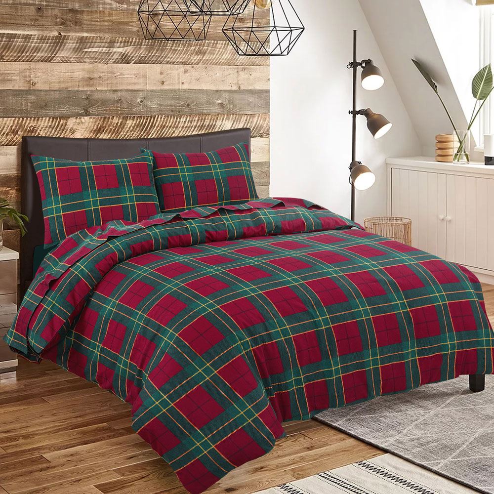 Night Zone Tartan Check Thermal 100% Brushed Cotton Flannelette Duvet Cover Set