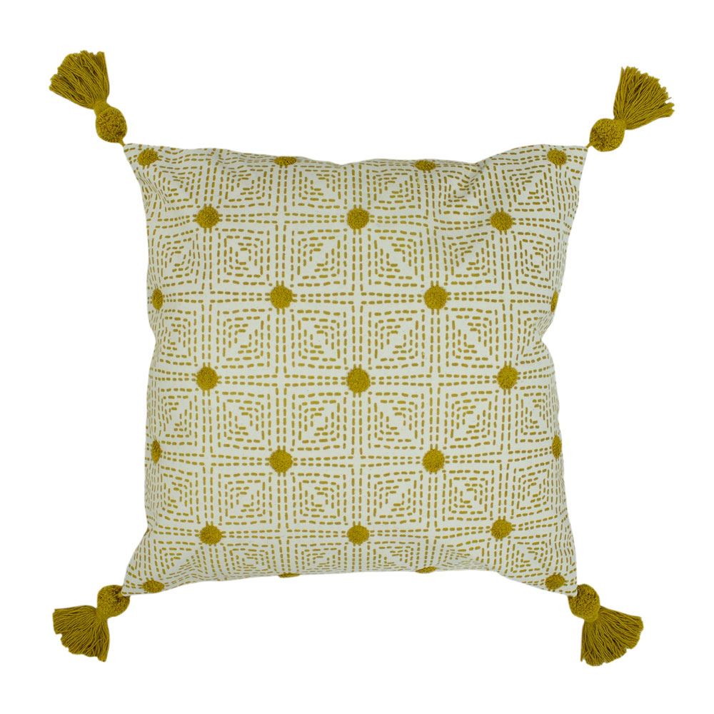 Furn Chia Tufted Geometric Pom Pom Tassel Cushion Cover