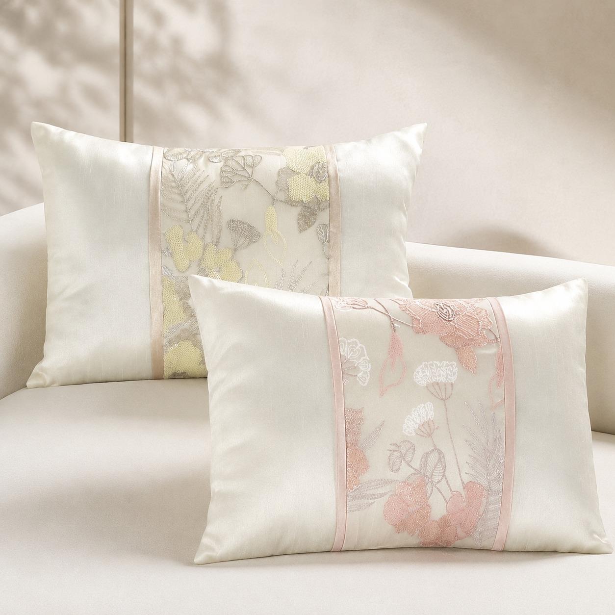 Night Zone Savanna Floral Embroidery Filled Cushion, 30 x 45 Cm