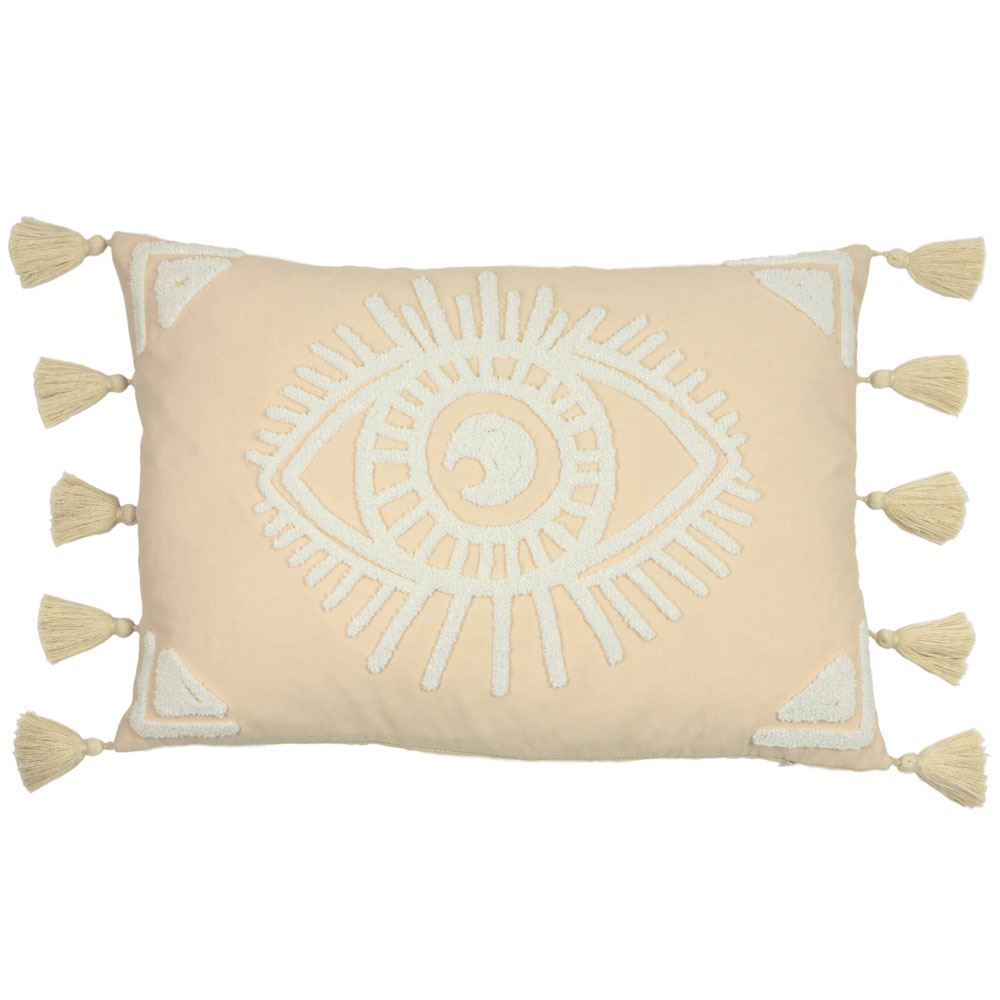 Furn Ashram Eye Motif Tufted Abstract Tasselled Cushion Cover