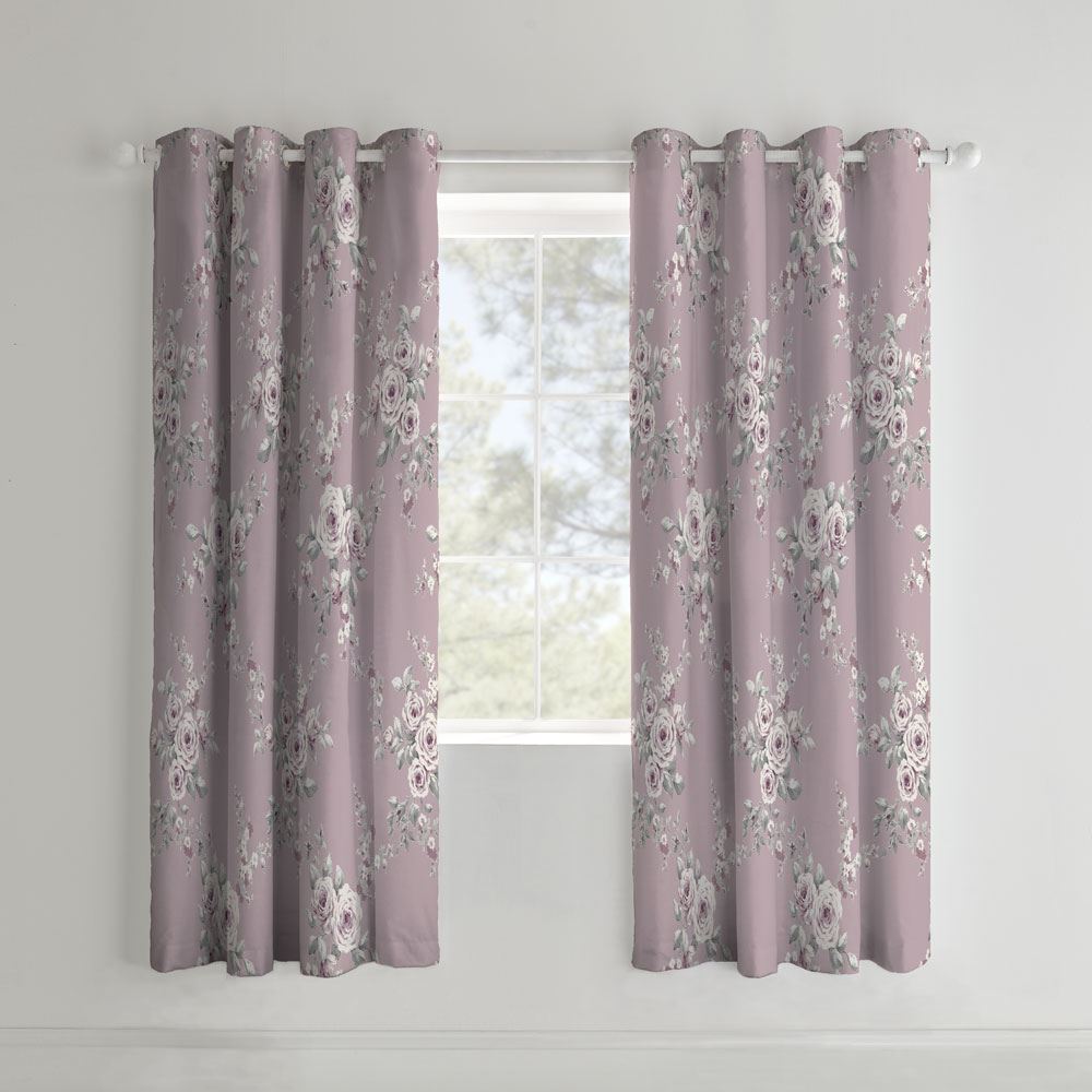 Catherine Lansfield Canterbury Floral Eyelet Lined Curtains