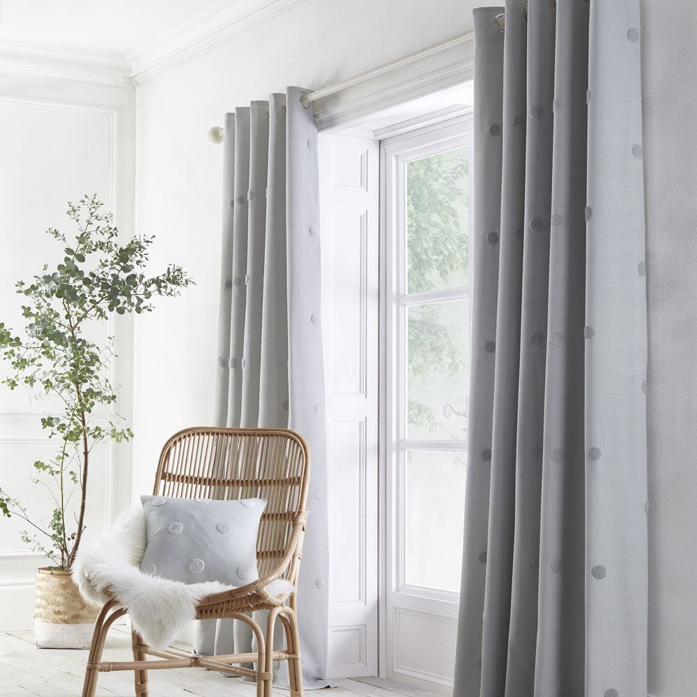 Appletree Boutique Zara Tufted Spots 100% Cotton Eyelet Lined Curtains