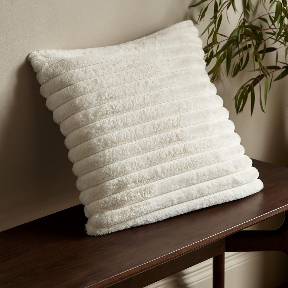 Catherine Lansfield Cosy Ribbed Faux Fur Soft Touch Filled Cushion
