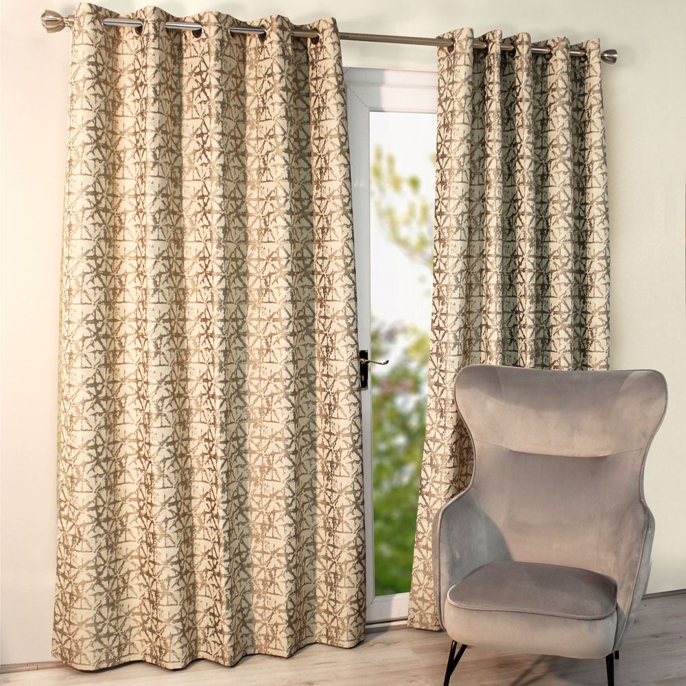 Scatter Box Sigma Chenille Jacquard Lined Eyelet Curtains