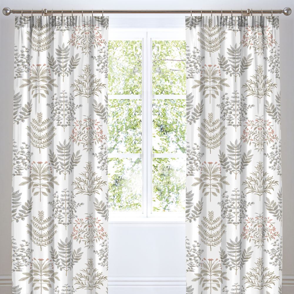 Dreams & Drapes Emily Botanical Pencil Pleat Lined Curtains