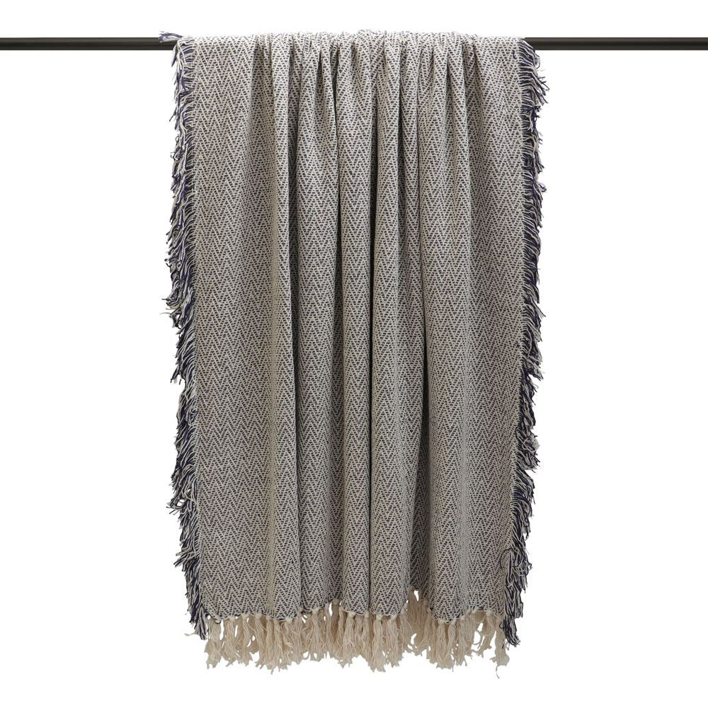 Furn Jasper Herringbone Weave 100% Cotton Fringed Throw