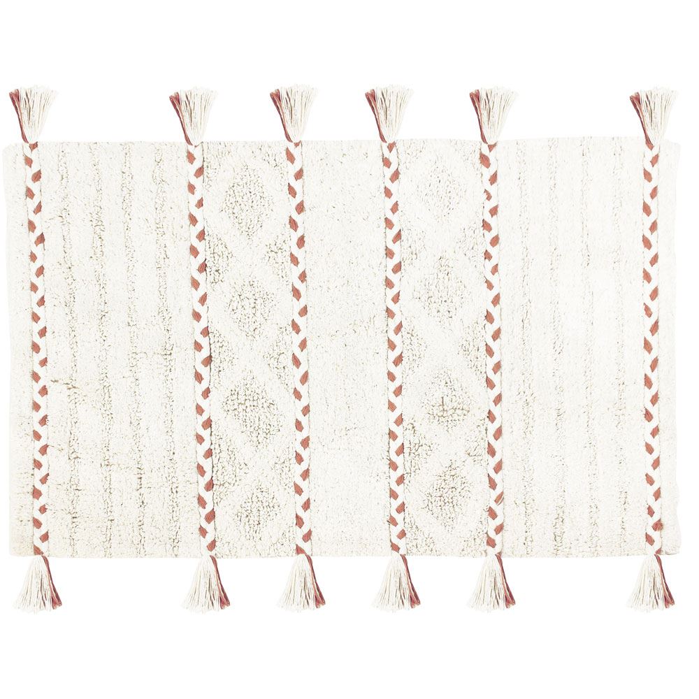 The Linen Yard Tasselled Diamond 100% Cotton Bath Mat