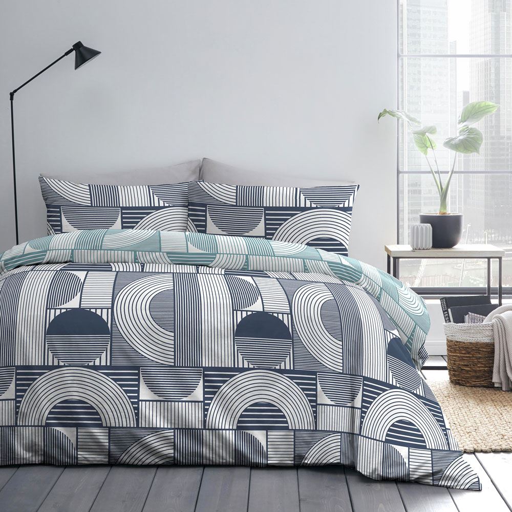 Fusion Cassidy Geometric Print Easy Care Reversible Duvet Cover Set