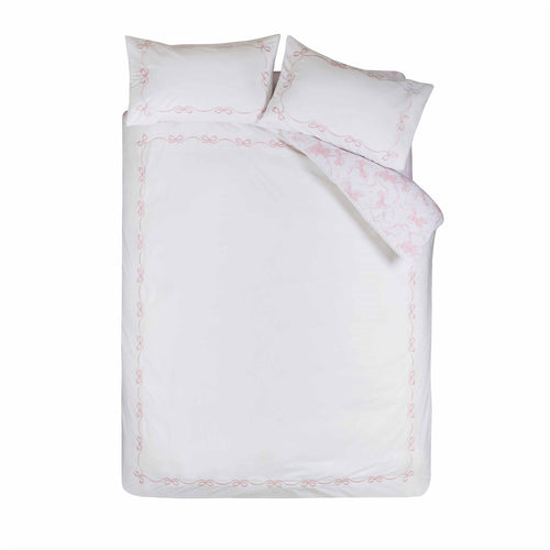 Catherine Lansfield Bow Embroidered Reversible Duvet Cover Set